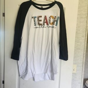 Jerzees Black and White Long Sleeve Tee Casual Raglan Design Size 3XL Euc*